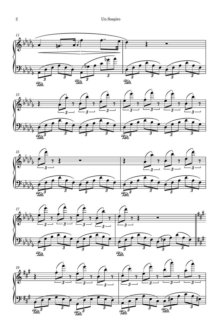 Un Sospiro (Simplified version) Easy Piano scores gallery preview page 2