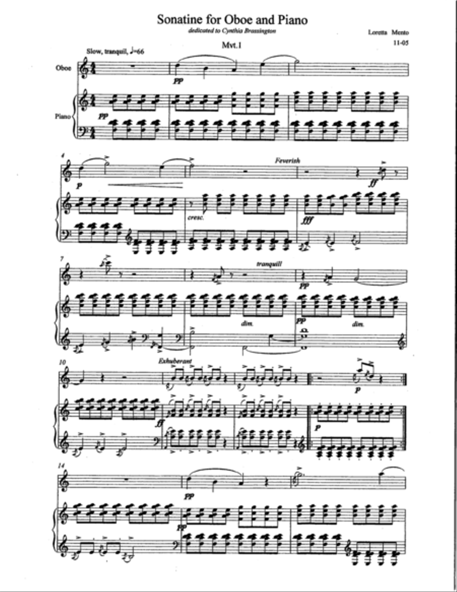 Sonatine for Oboe and Piano Woodwind Duet scores gallery preview page 1