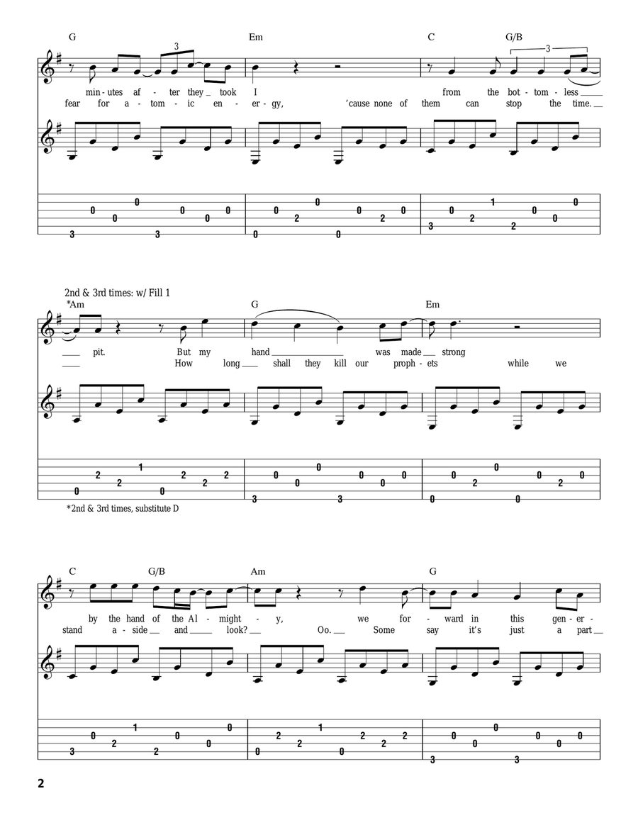 Redemption Song Acoustic Guitar scores gallery preview page 2