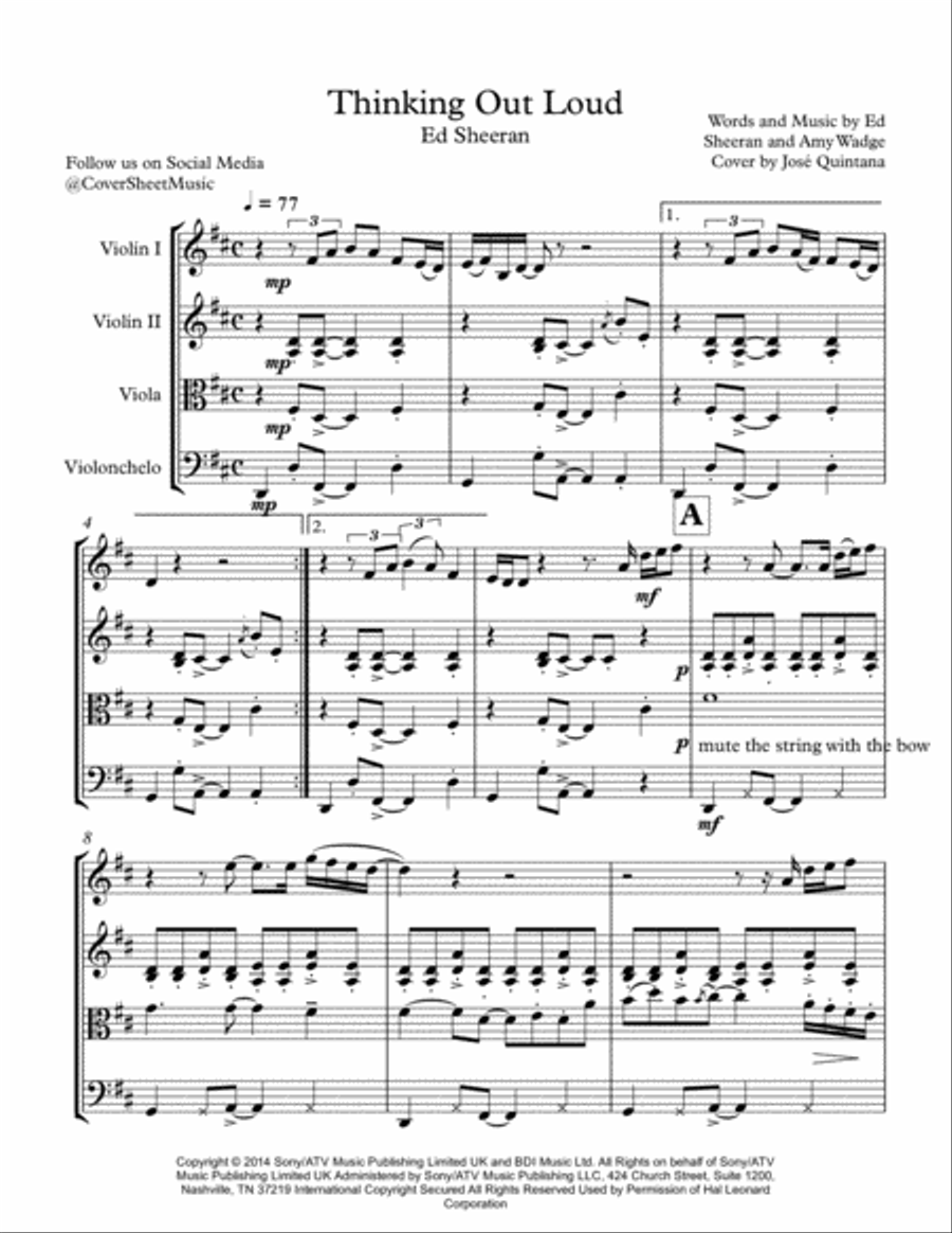 Thinking Out Loud String Quartet scores gallery preview page 2