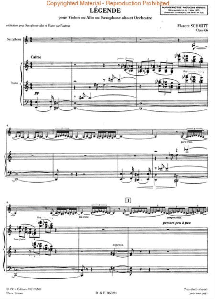 Legende, Op. 66 Alto Saxophone scores gallery preview page 2
