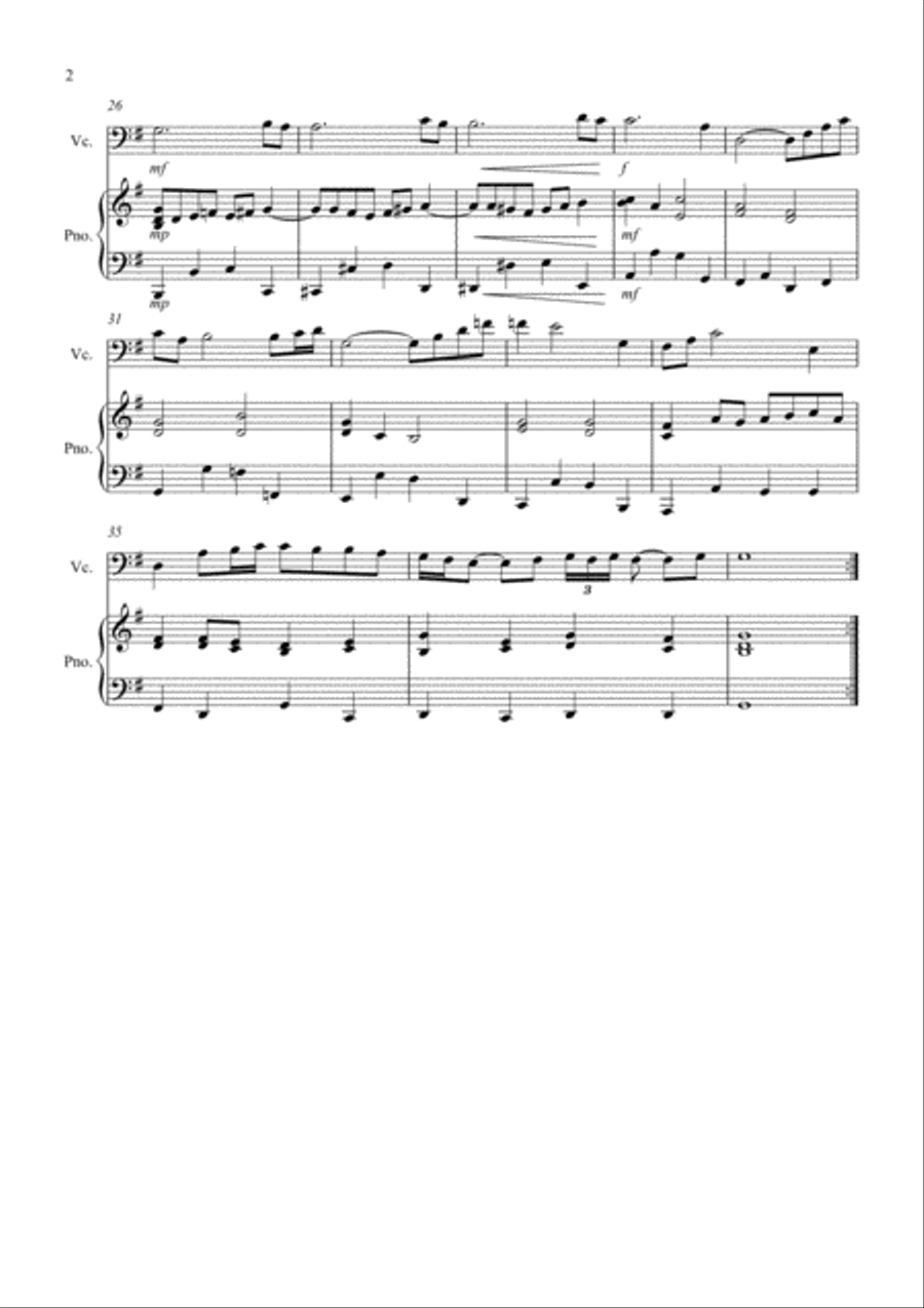 Air On A G String for Cello And Piano Piano scores gallery preview page 2