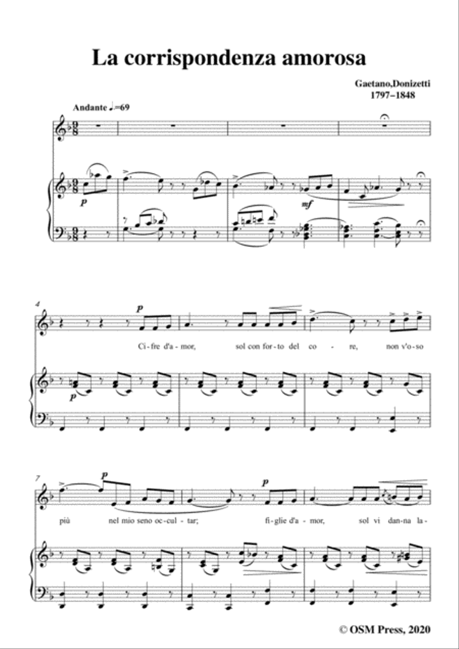 Donizetti-La corrispondenza amorosa,in F Major,for Voice and Piano Voice Solo scores gallery preview page 3