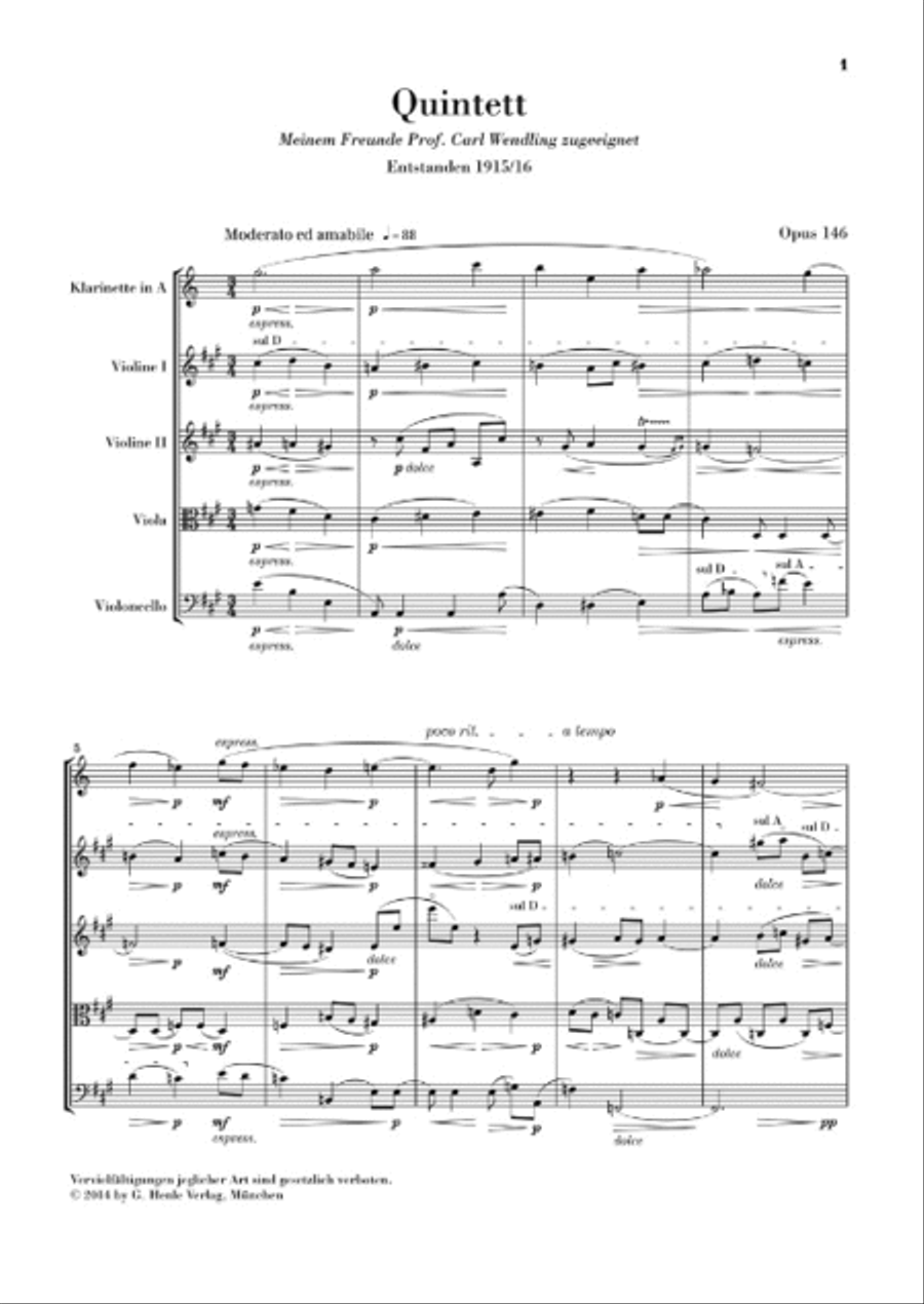 Clarinet Quintet in A Major Op. 146 Clarinet scores gallery preview page 2