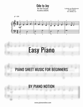 Book cover for Ode to Joy (Easy Piano Solo)