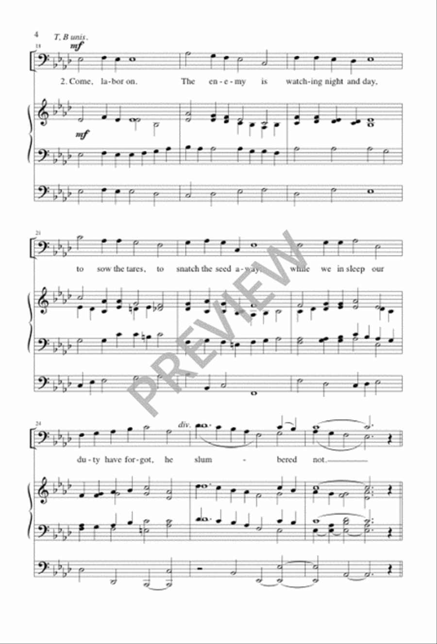 Come, Labor On 4-Part scores gallery preview page 3