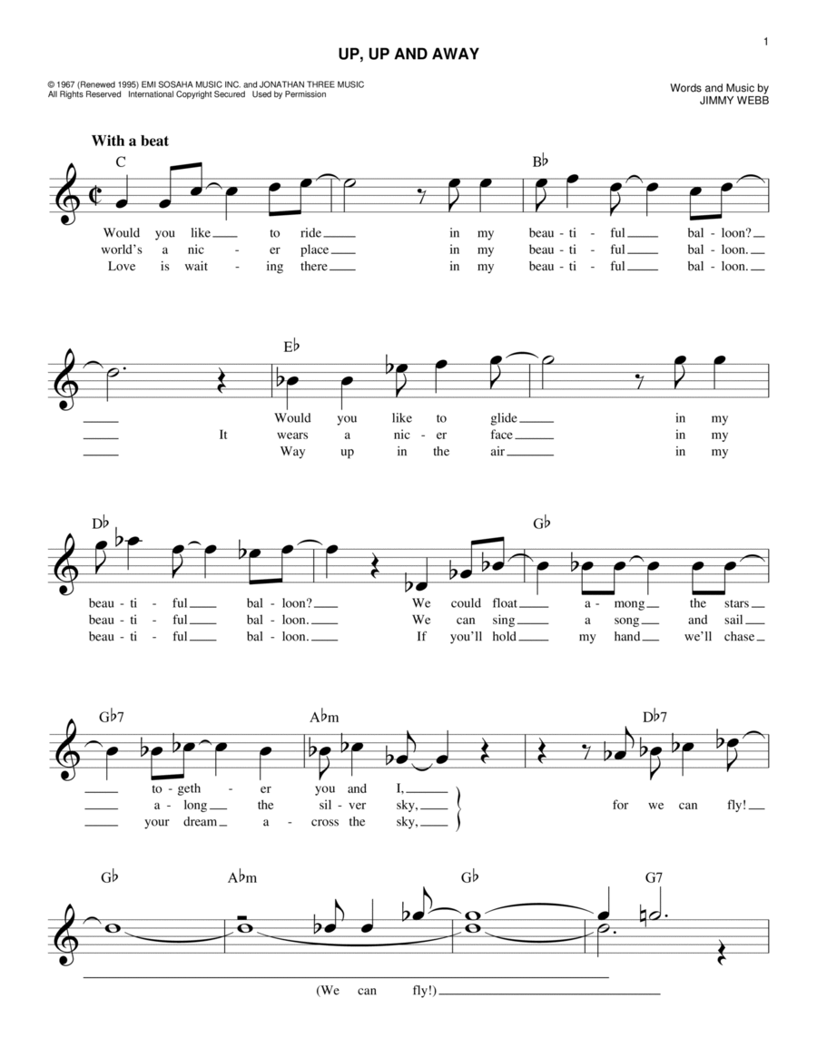 Up, Up And Away Piano scores gallery preview page 1