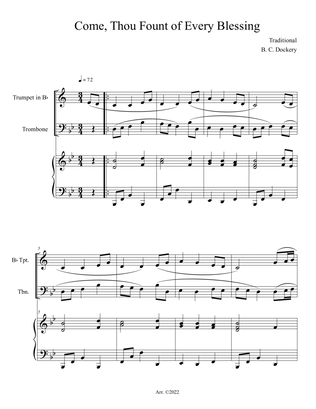 Come, Thou Fount of Every Blessing (Trumpet and Trombone Duet with Piano Accompaniment)