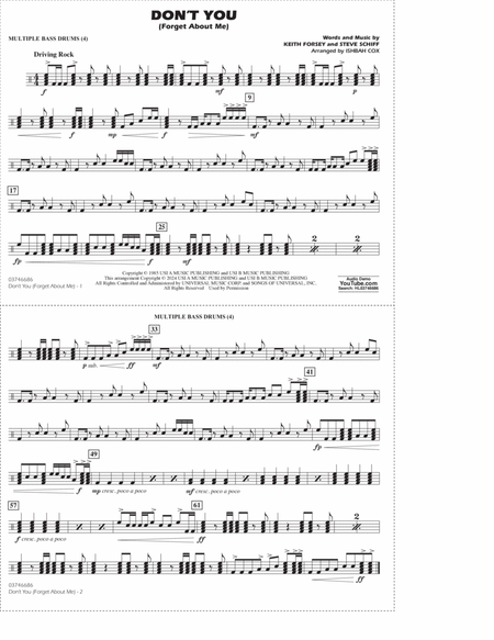 Don't You (Forget About Me) (arr. Ishbah Cox) - Multiple Bass Drums