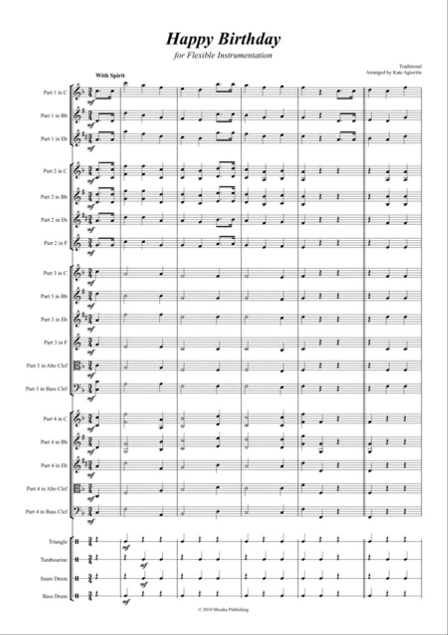 Happy Birthday - for Flexible Instrumentation Concert Band scores gallery preview page 2