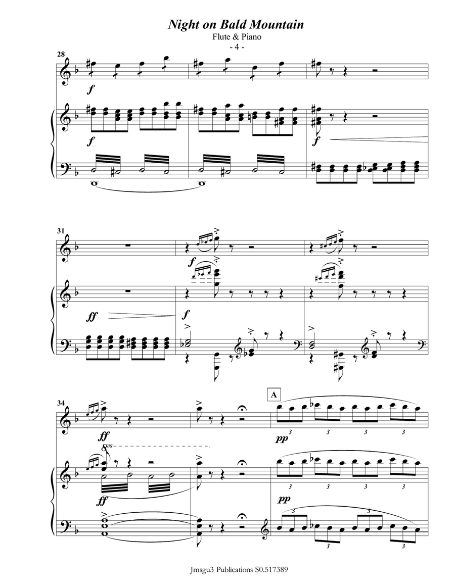 Mussorgsky: Night on Bald Mountain for Flute & Piano Flute Solo scores gallery preview page 4