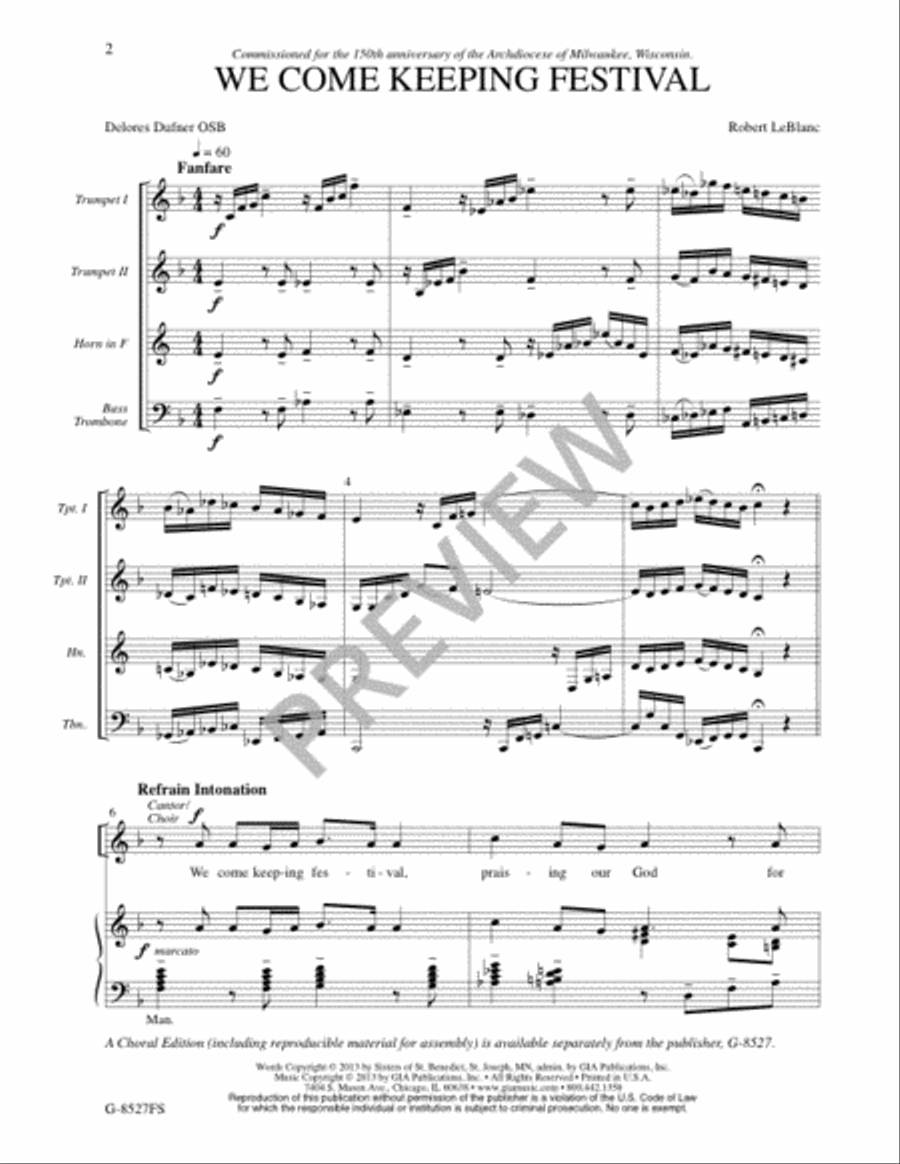 We Come Keeping Festival - Full Score and Parts 4-Part scores gallery preview page 2