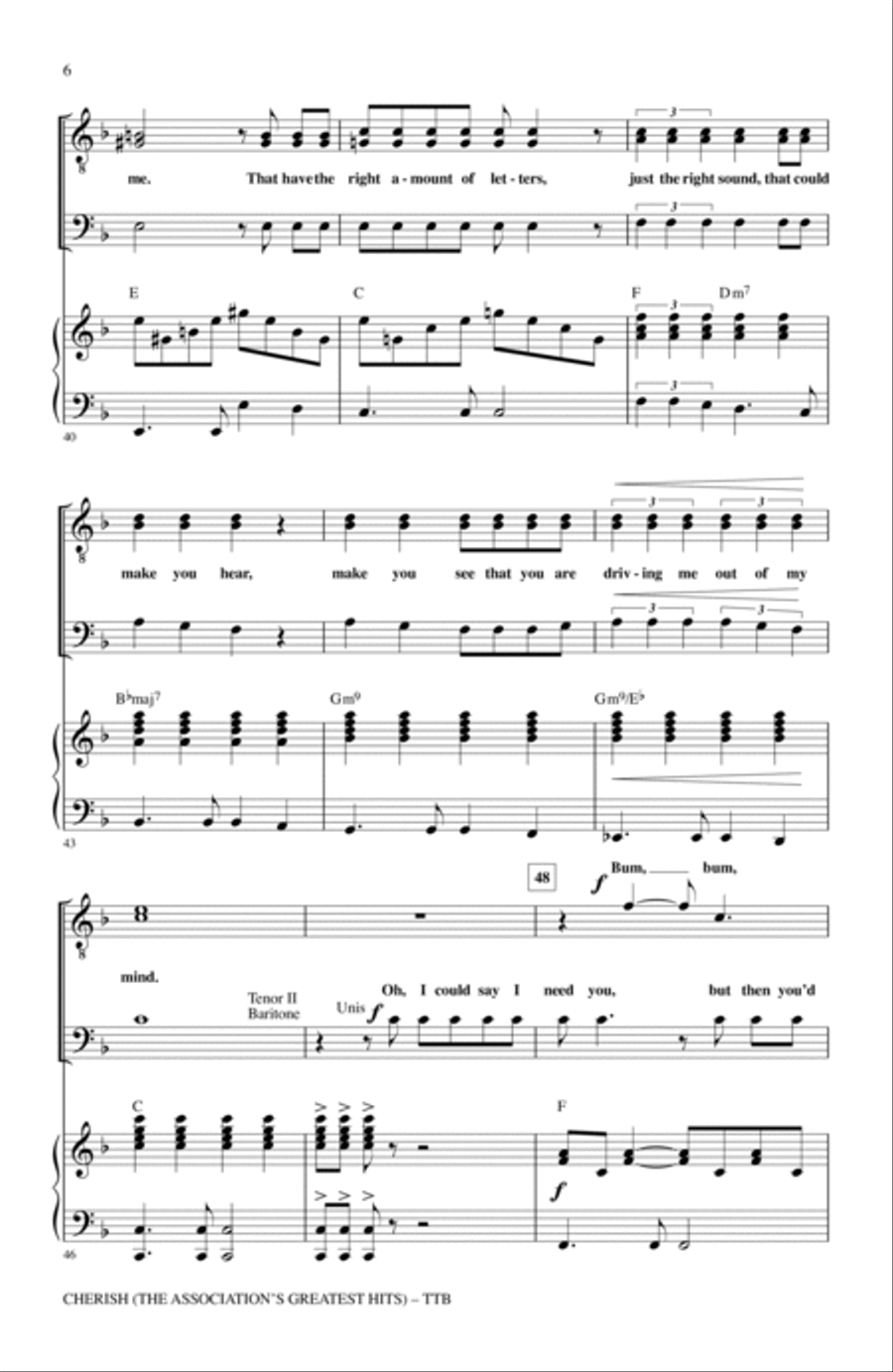 Cherish (The Association's Greatest Hits) TTBB scores gallery preview page 5