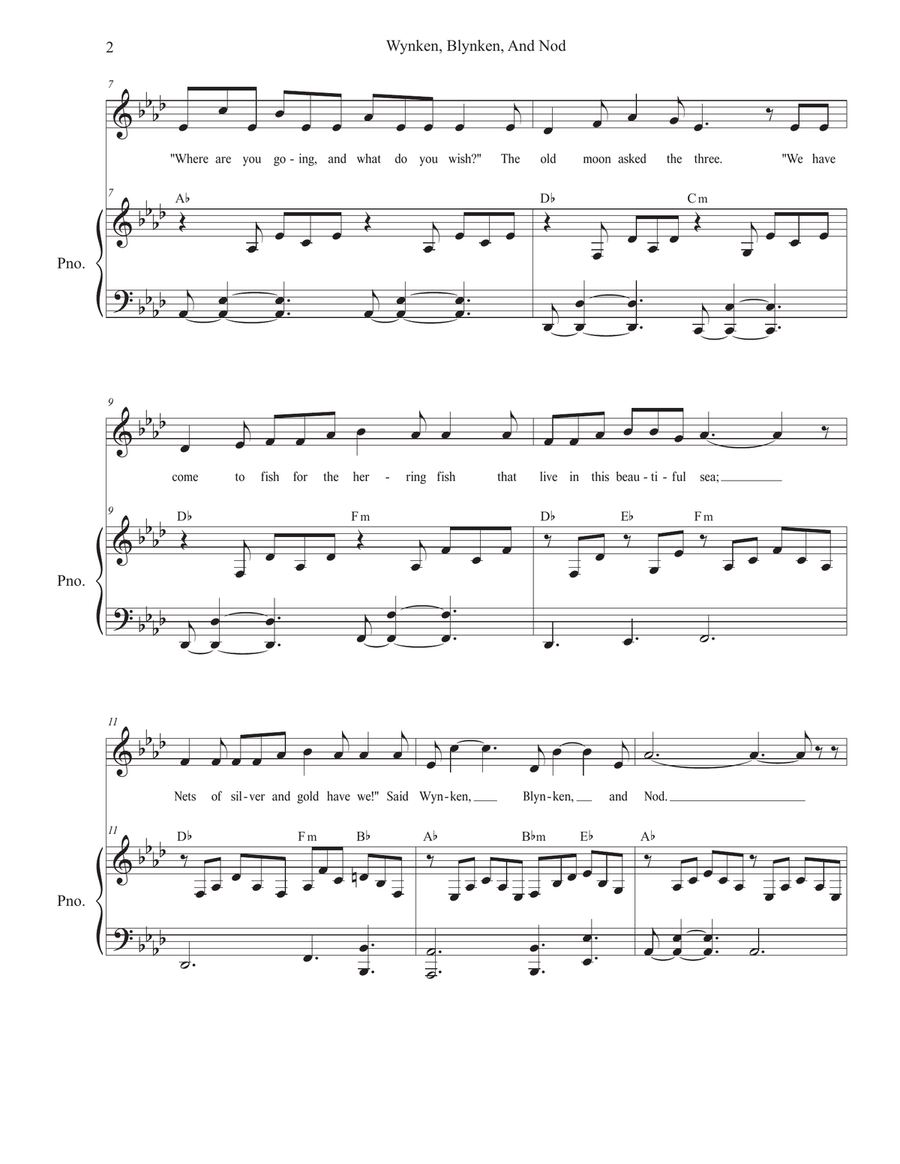 Wynken, Blynken, And Nod (Unison choir) by Stephen DeCesare Unison Choir - Digital Sheet Music page 2