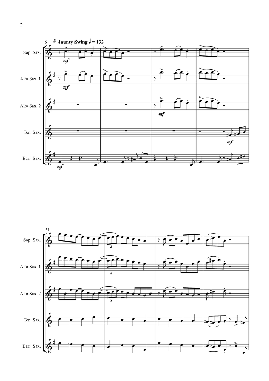 Carol of the Bells (Ukrainian Bell Carol) - Jazz Arrangement for Saxophone Quartet Saxophone Quartet scores gallery preview page 2