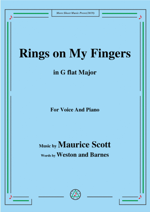 Book cover for Maurice Scott-Rings on My Fingers,in G flat Major,for Voice&Piano