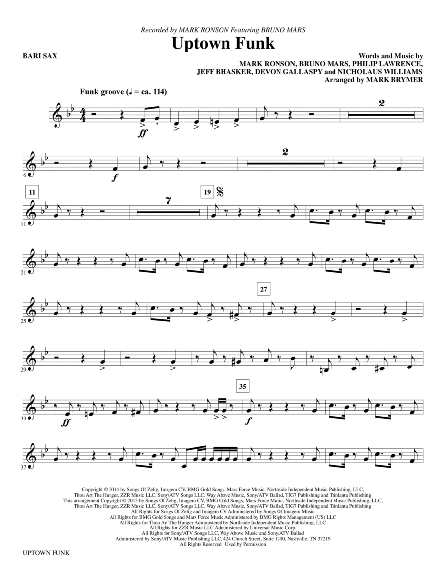 Uptown Funk Baritone Sax by Mark A. Brymer Choir Digital