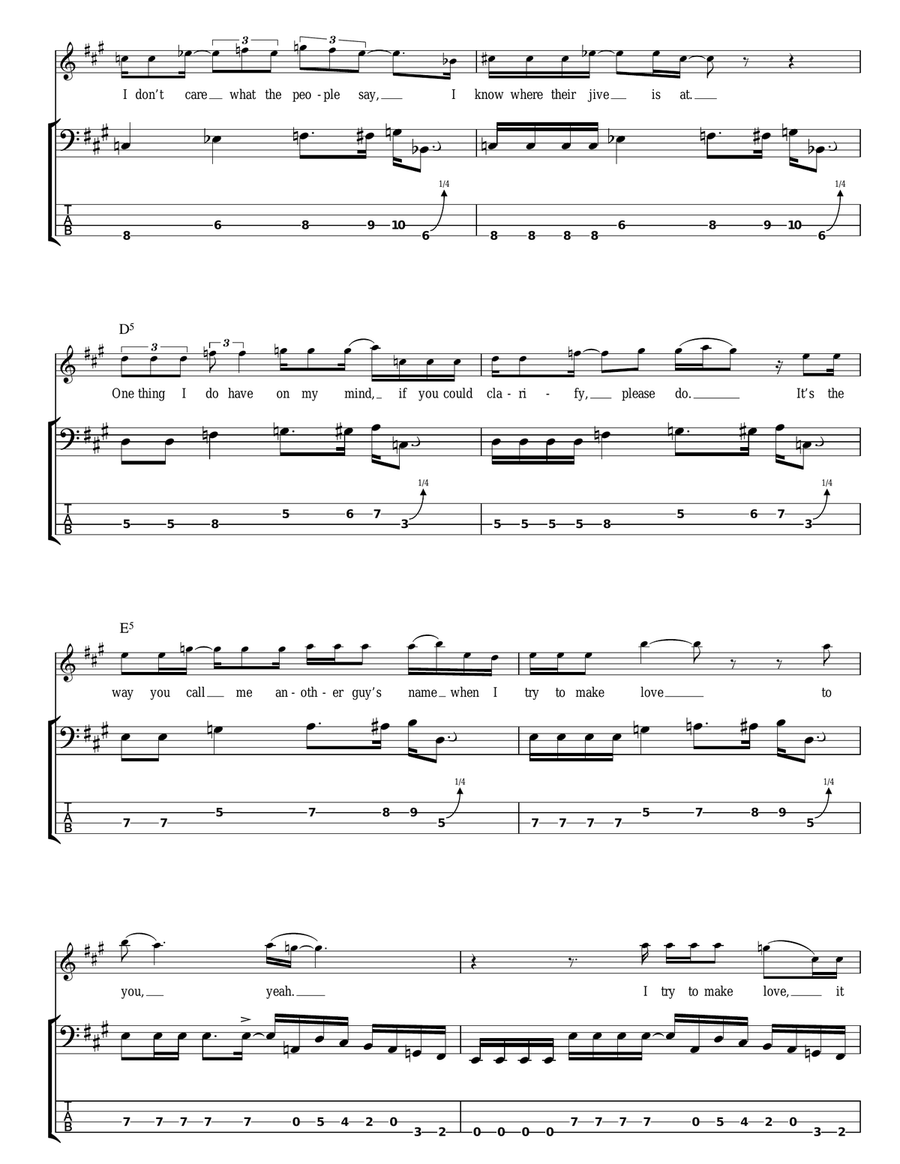 Heartbreaker Bass Guitar Tablature scores gallery preview page 4