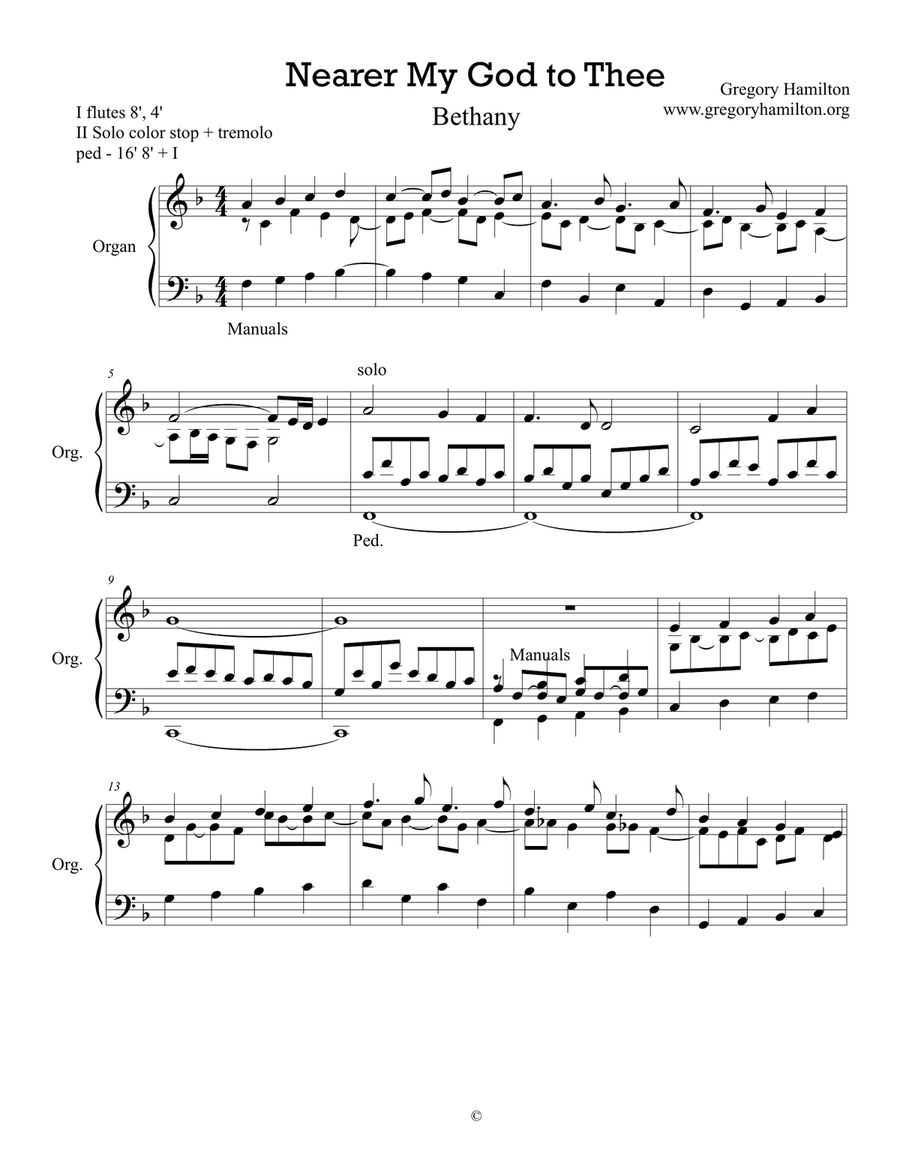 Nearer My God to Thee (Bethany) for Organ Nearer My God to Thee (Bethany) for Organ Organ Solo scores gallery preview page 1