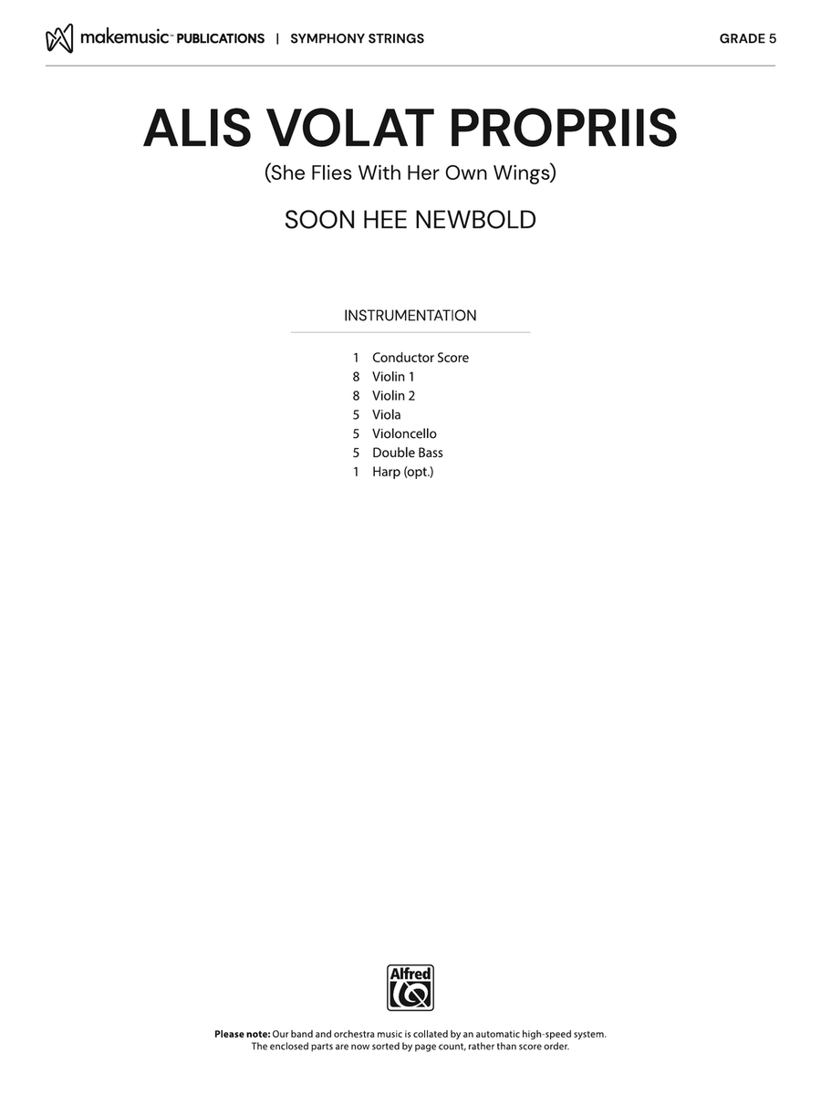 Alis Volat Propriis: Score