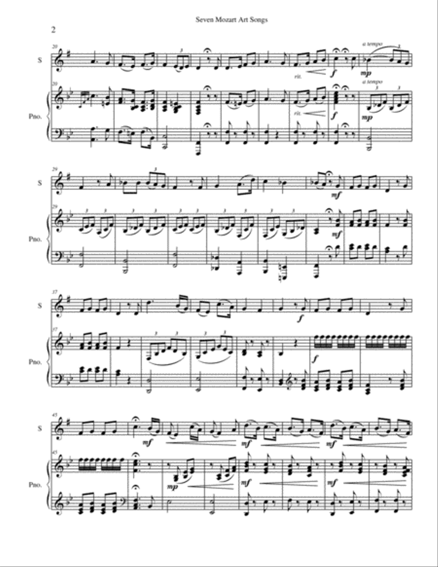 Seven Mozart Art Songs Seven Mozart Art Songs Alto Saxophone scores gallery preview page 2
