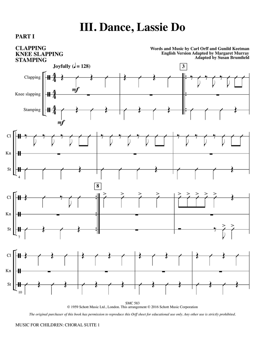 Music for Children (arr. Susan Brumfield) - Body Percussion 1 Choir scores gallery preview page 1