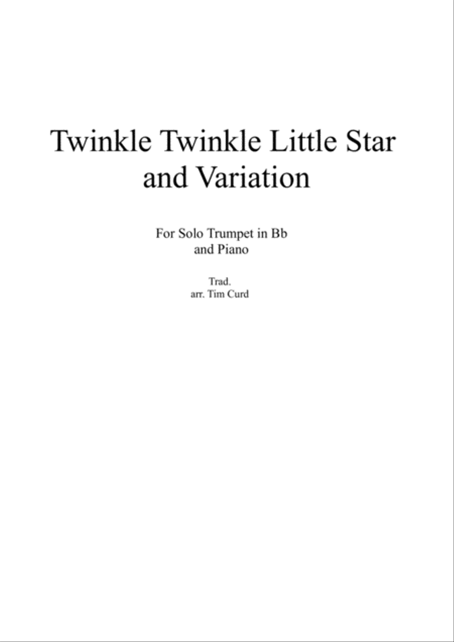 Twinkle Twinkle Little Star and Variation for Trumpet in Bb and Piano B-Flat Trumpet scores gallery preview page 1