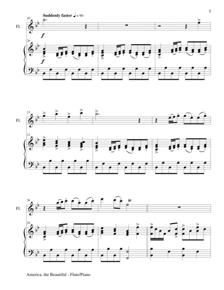 AMERICA, THE BEAUTIFUL (Duet – Flute and Piano/Score and Parts) image number null