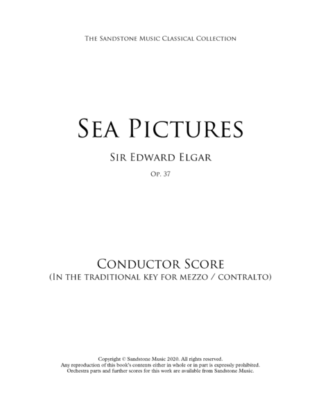 Sea Pictures, Op. 37 Conductor Score (Letter Size) (Traditional keys for mezzo-soprano / contralto)