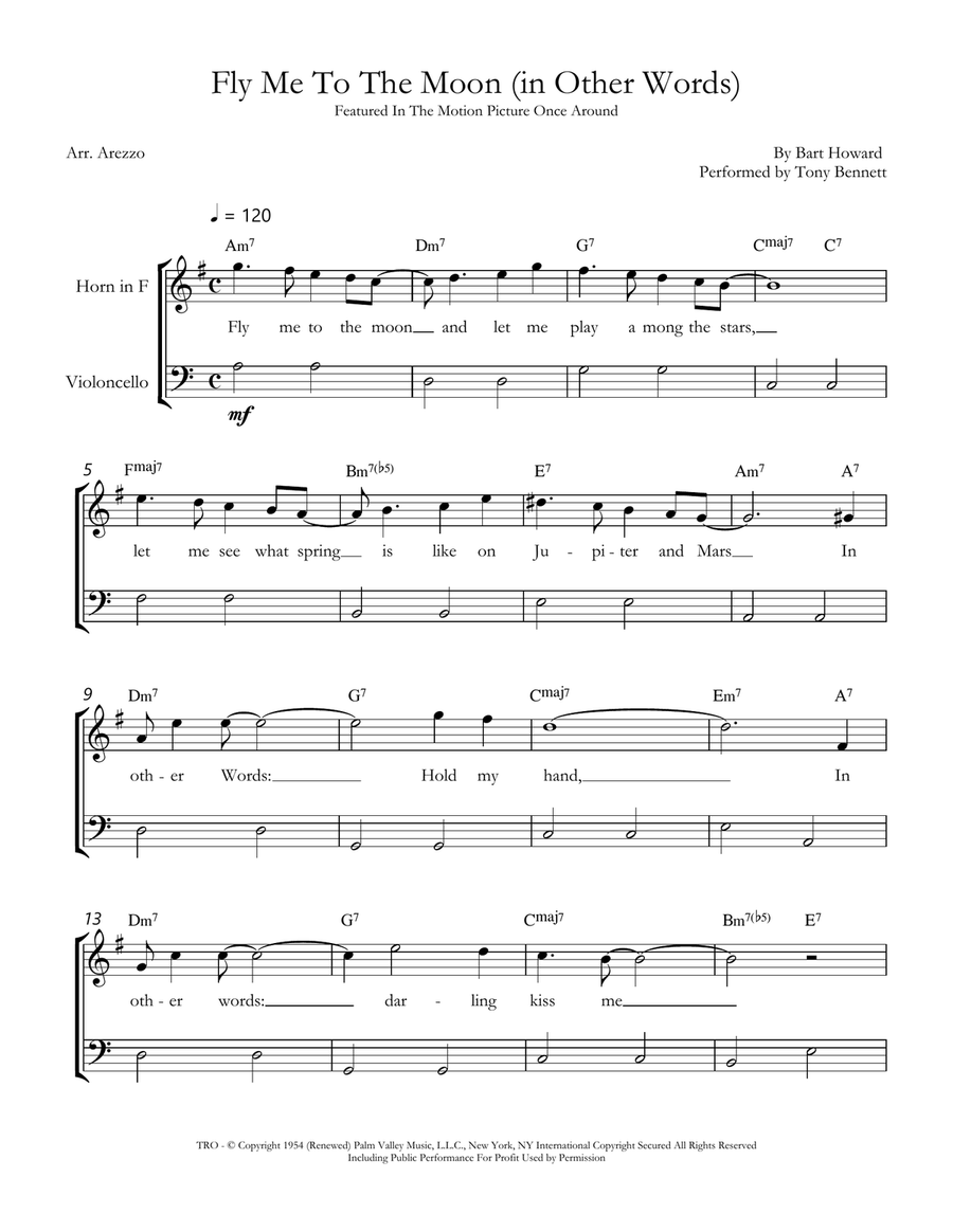Fly Me To The Moon (In Other Words) Horn scores gallery preview page 1