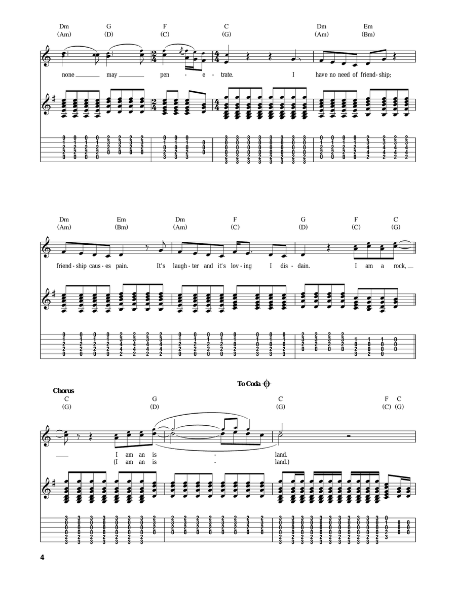 I Am A Rock Acoustic Guitar scores gallery preview page 4