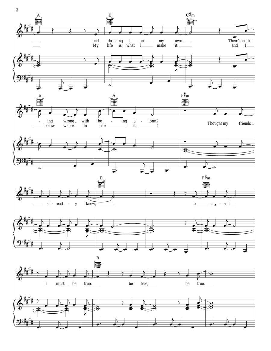 My Own Way Piano, Vocal, Guitar scores gallery preview page 2