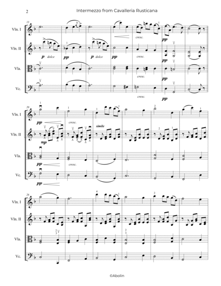 Mascagni: Intermezzo from Cavalleria Rusticana - String Quartet image number null