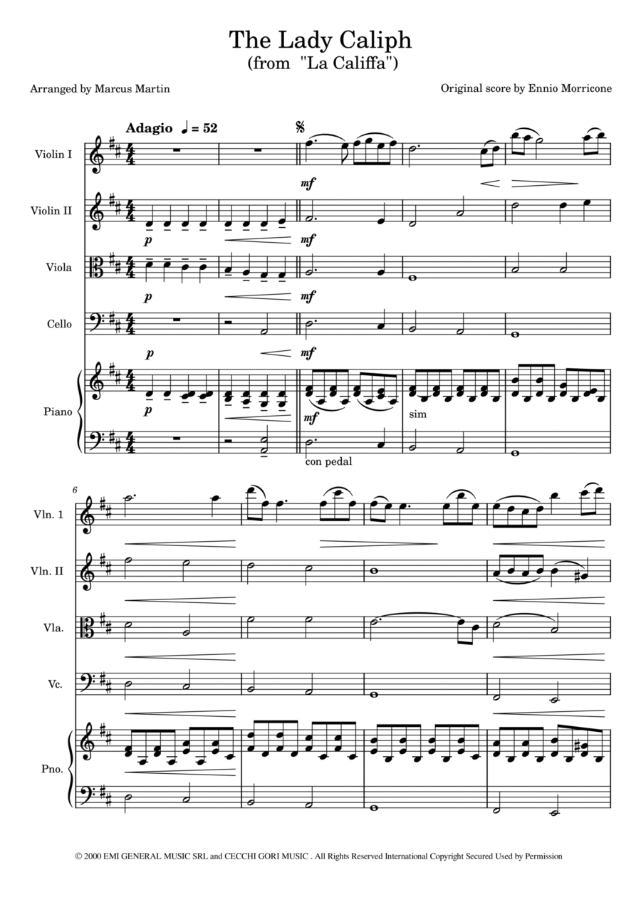 La Califfa Piano Quintet scores gallery preview page 1