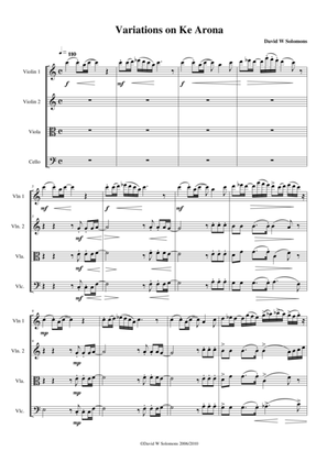 Variations on Ke Arona for string quartet