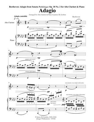 Book cover for Beethoven: Adagio from Sonata Pathetique for Alto Clarinet & Piano
