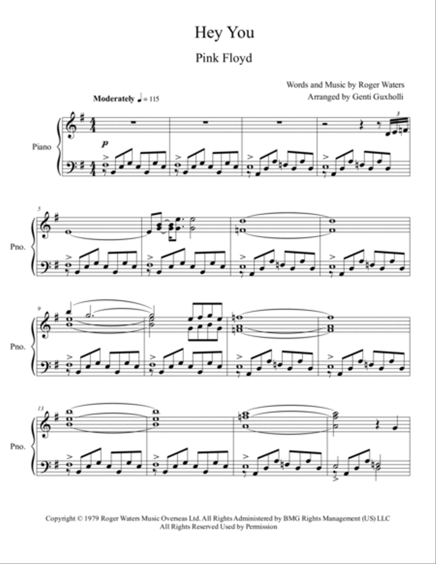 Hey You Hey You Piano Solo scores gallery preview page 2