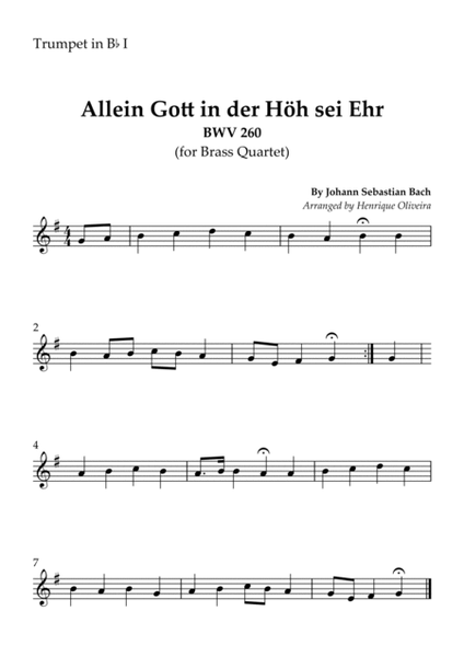 Bach's Choral - "Allein Gott in der Höh sei Ehr" (Brass Quartet) image number null