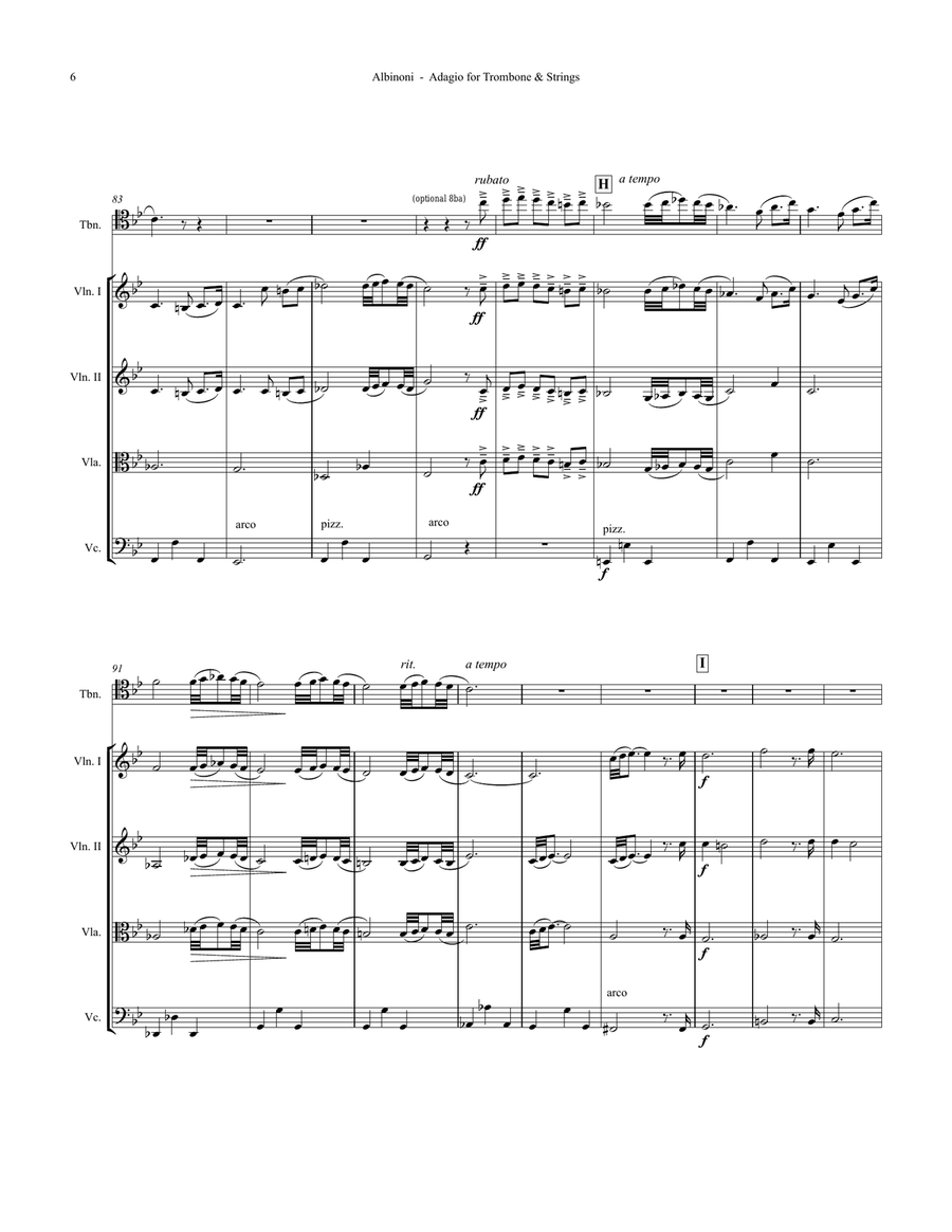 Adagio for Trombone and Strings Large Ensemble scores gallery preview page 6