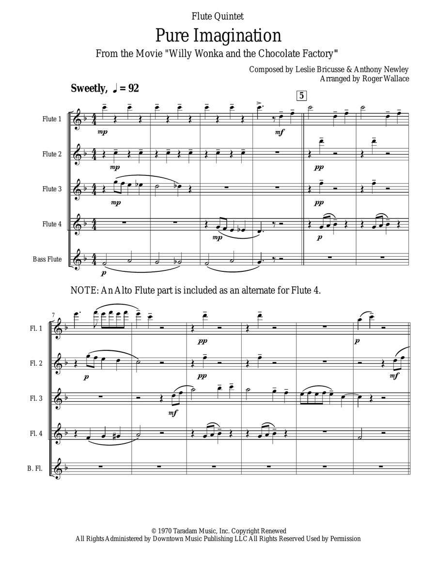Pure Imagination Woodwind Ensemble scores gallery preview page 1