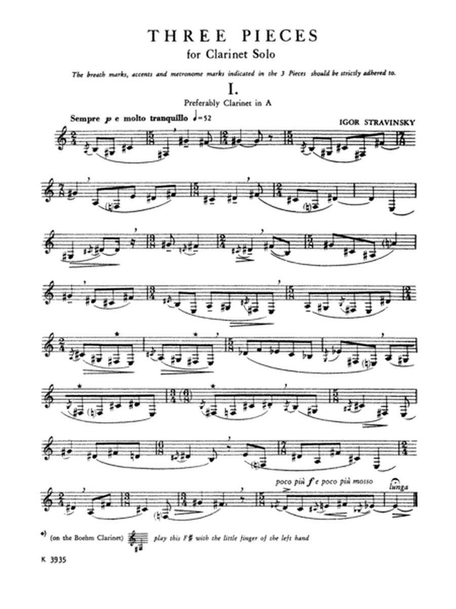 Three Pieces for Clarinet Solo (unaccompanied)