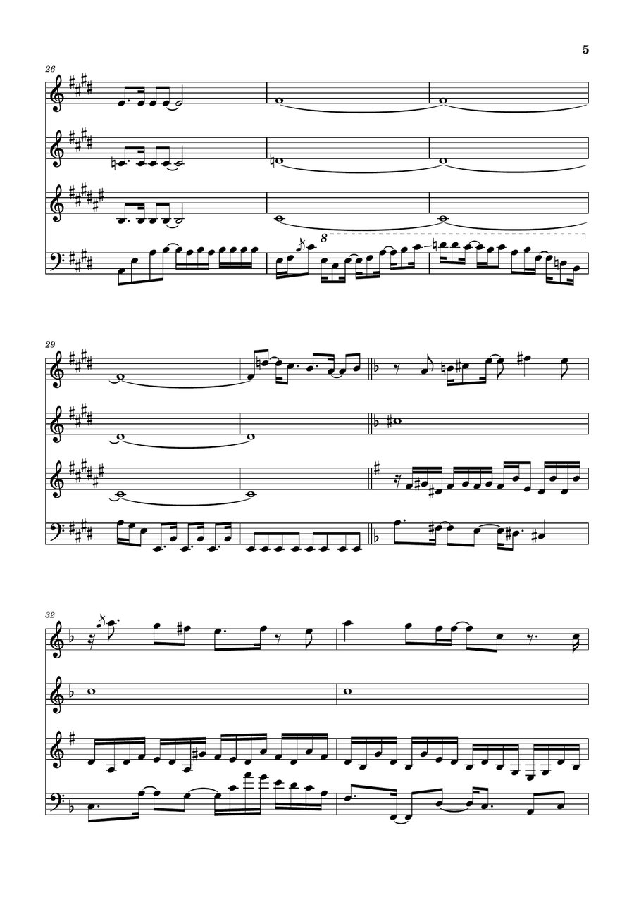 Medley: Life Seeker with Disillusion and Wurm Woodwind Quartet scores gallery preview page 6
