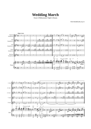 Wedding March by Mendelssohn for Sax Quintet and Piano with Chords