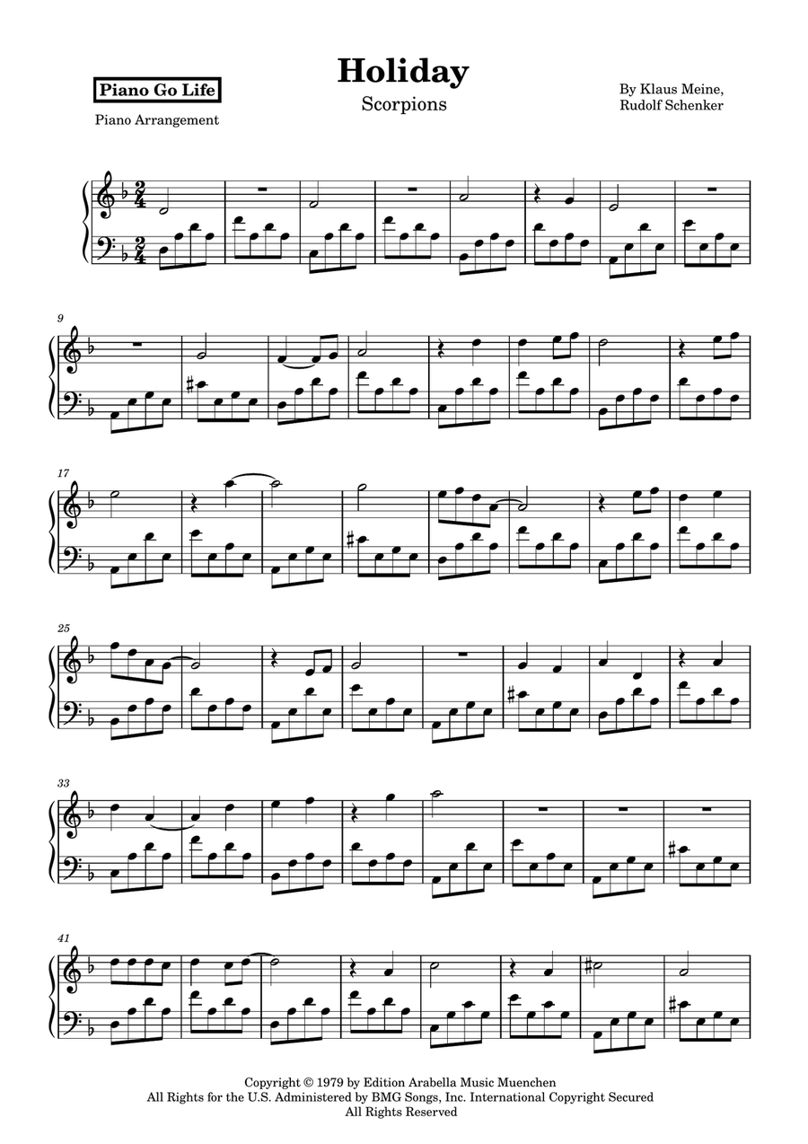 Holiday Holiday Piano Solo scores gallery preview page 1