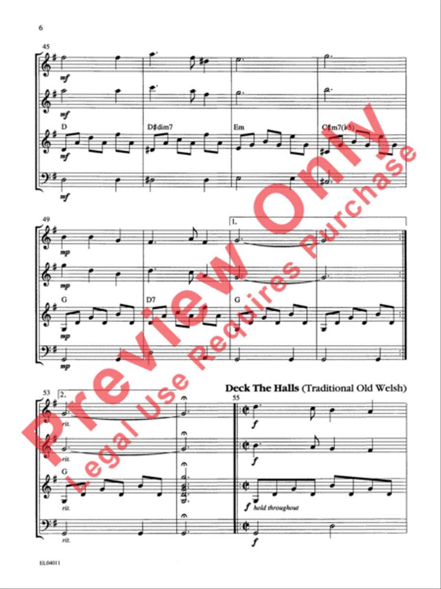 Belwin's 21st Century Guitar Ensemble -- Christmas Medley Guitar Ensemble scores gallery preview page 7