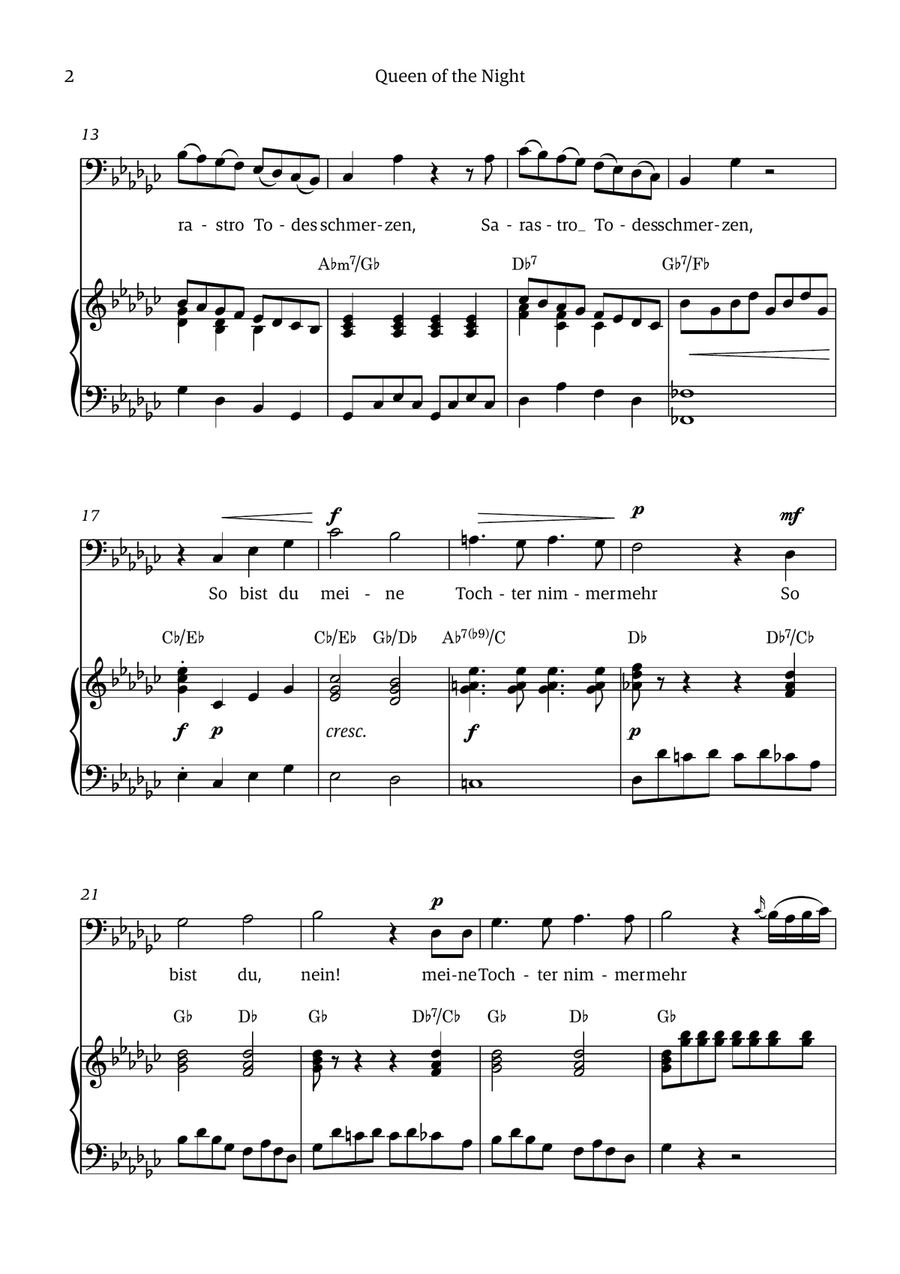 Queen of the Night (aria) - for BASS in Eb minor (with chords) Chamber Music scores gallery preview page 2