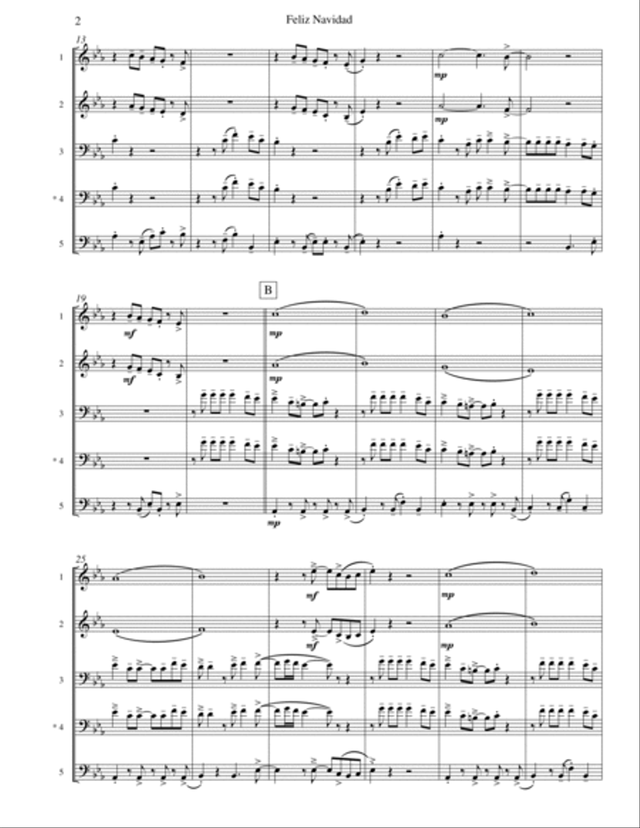 Feliz Navidad Brass Quartet scores gallery preview page 3