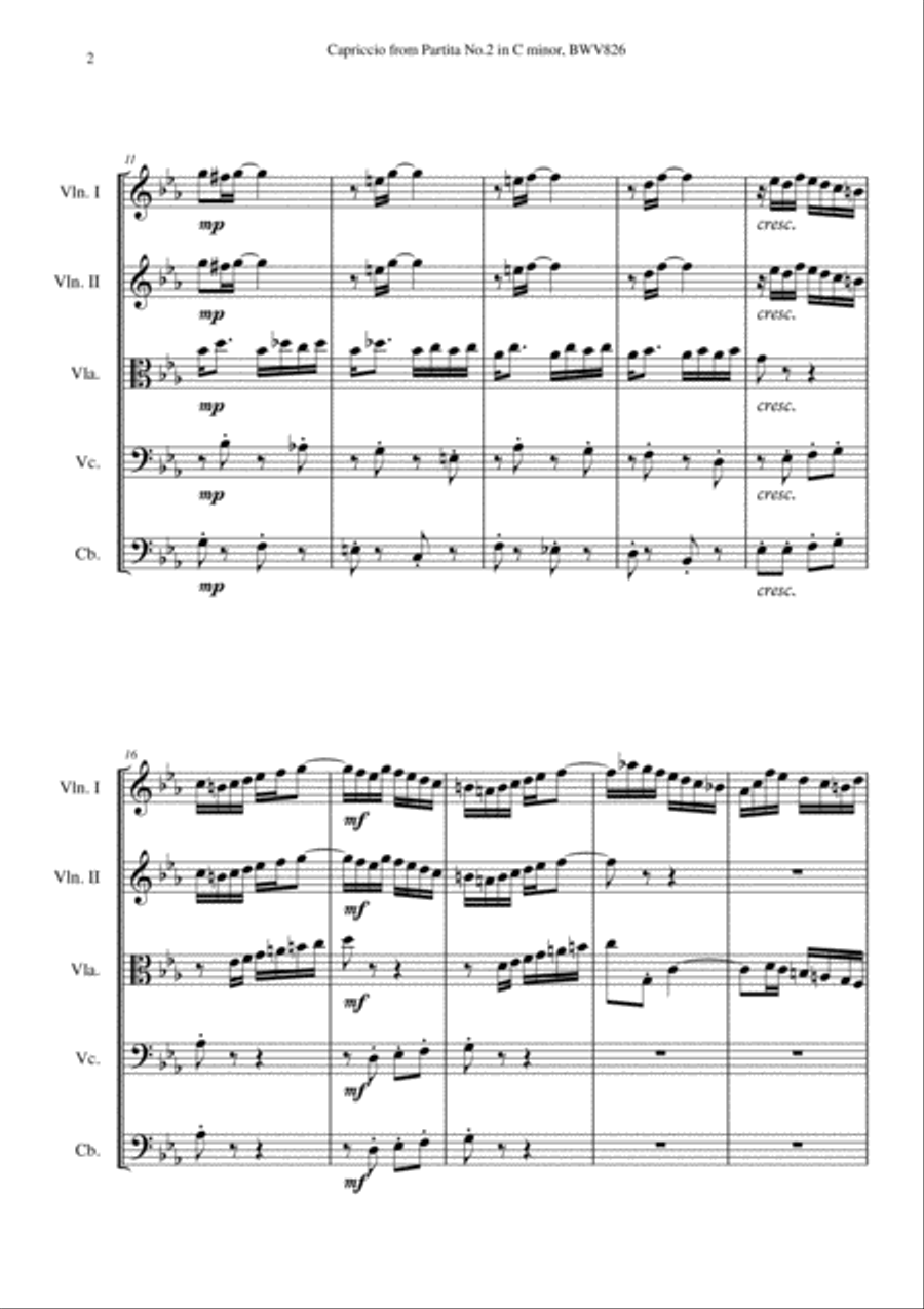 Capriccio from Partita No.2 in C minor, BWV 826 Cello scores gallery preview page 2