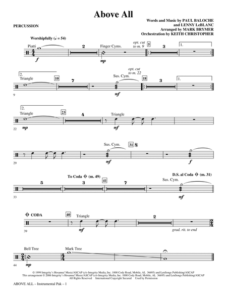 Above All (arr. Mark Brymer) - Percussion