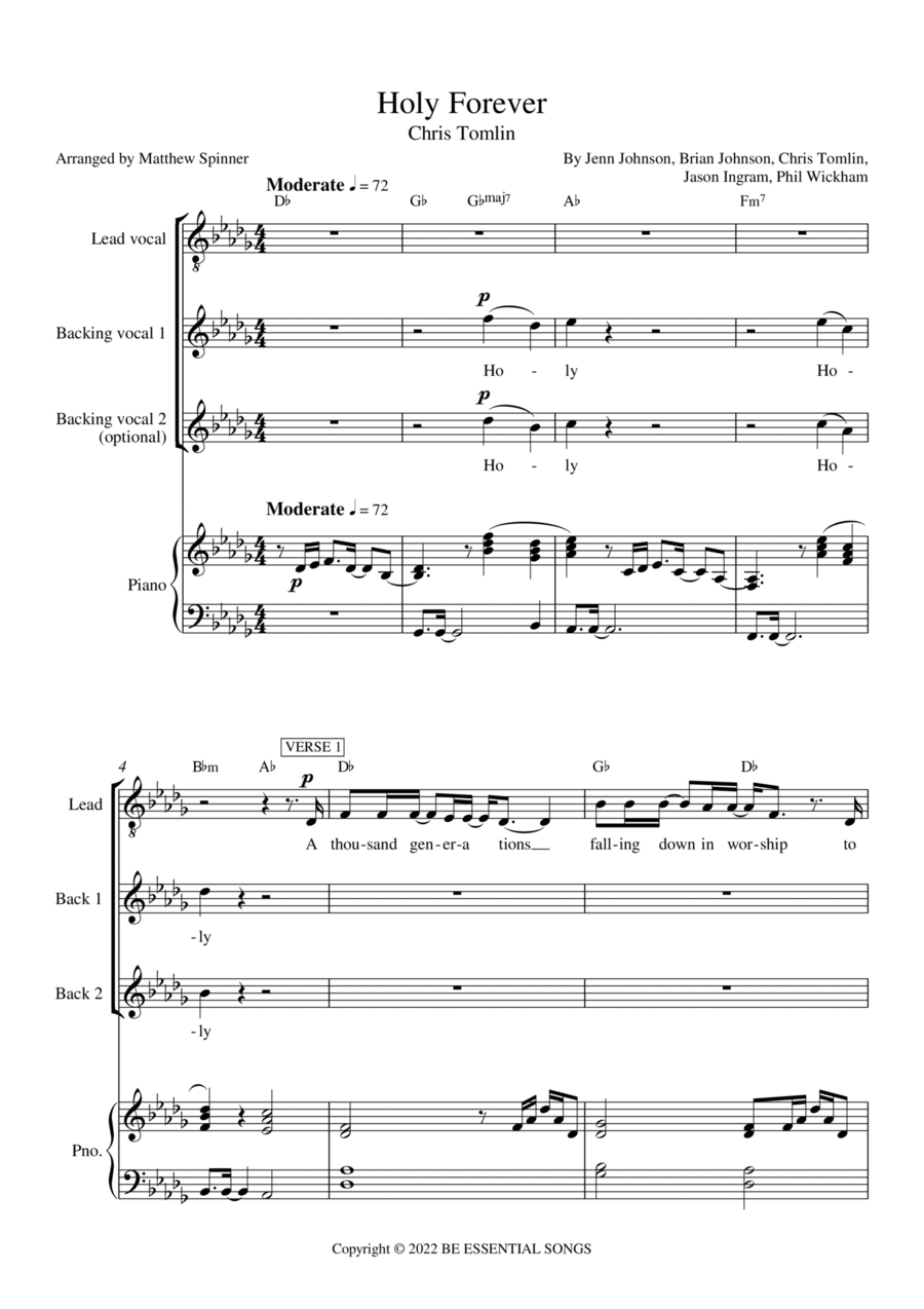 Holy Forever Piano, Vocal, Guitar scores gallery preview page 1